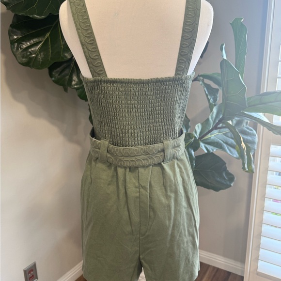 Caroline Constas Olive Green Smocked Romper - Picture 6 of 8